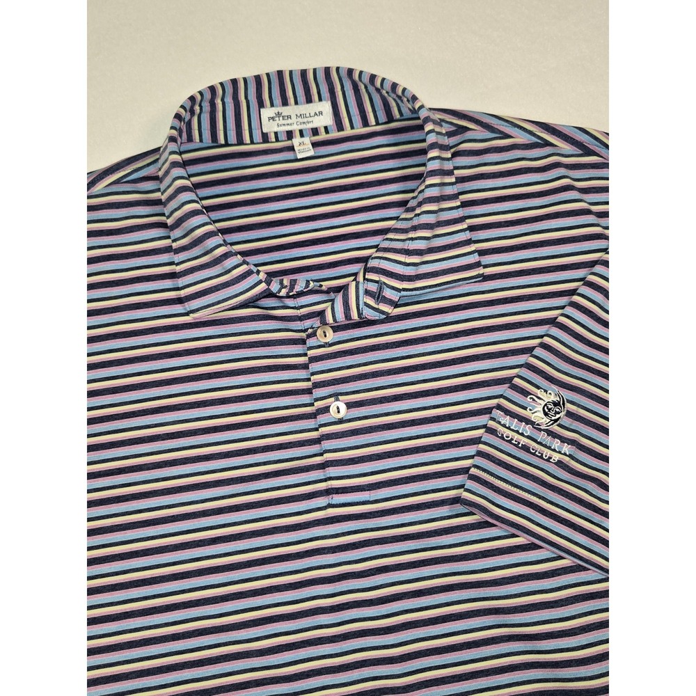 Peter Millar Summer Comfort Golf Polo Shirt Mens XL Striped Talis Park Golf Club